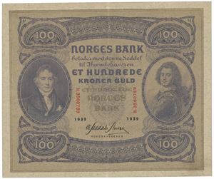 100 kroner 1939. B.3560789.