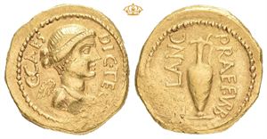 The Ceasarians. Julius Caesar. Autumn 45 BC. AV aureus (20,5 mm; 8,00 g)