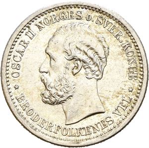 OSCAR II 1872-1905, KONGSBERG, 1 krone 1888