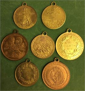 Lot 7 stk. 1912, 1913, 1914, 1915, 1916, 1917 og 1920. Forgylt bronse