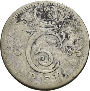 CHRISTIAN V 1670-1699, CHRISTIANIA 2 mark 1685. RR. S.14