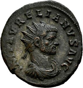Aurelian 270-275, antoninian, Milano 272 e.Kr. R: Aurelian og Concordia stående mot hverandre