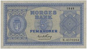 5 kroner 1949. E.4570284.