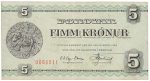 5 kronur 1951 0066511.  Sieg 22A.