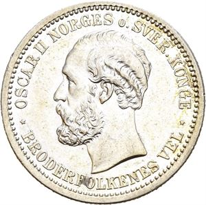 OSCAR II 1872-1905, KONGSBERG, 1 krone 1889