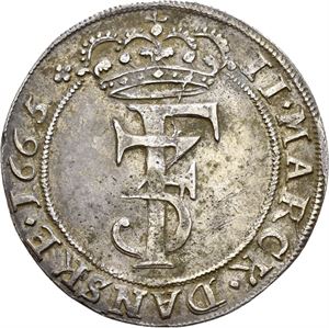 FREDERIK III 1648-1670 2 mark 1665. S.44
