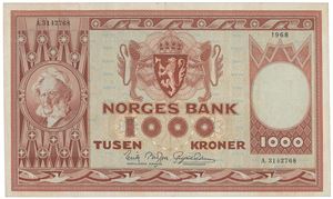 1000 kroner 1968. A3142768