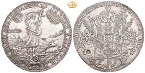 Löser/4 taler 1685. Zellerfeld. Verdimerke "4" stemplet inn på revers, små kantmerker / countermark with value "4" on the reverse, small edge marks