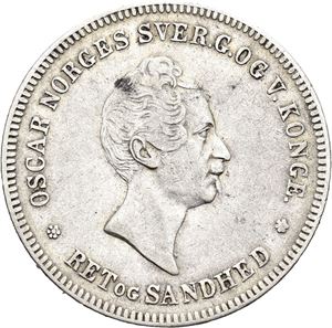 OSCAR I 1844-1859, KONGSBERG. 1/2 speciedaler 1847