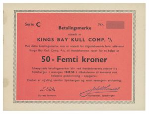 50 kroner 1949/50. Serie C. Blankett/reminder