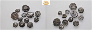 Lot of 12 Greek silver fractions