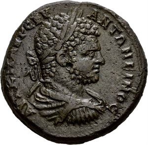 Thrakia, Serdica, Caracalla 198-217, Æ30. R: Hermes stående mot venstre