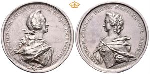 Christian VI. Kronprinsens bryllup 1743. Arbien. Sølv. 44 mm. Små riper/minor scratches