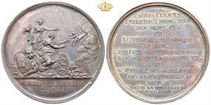 Christian VI. Prinsens fødsel 1745. Arbien. Sølv. 52 mm. Prakteksemplar/choice