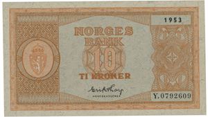 10 kroner 1953. Y.0792609