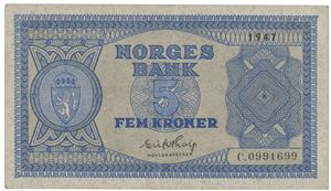 5 kroner 1947 C 0991699.