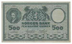 500 kroner 1951. A.0302017