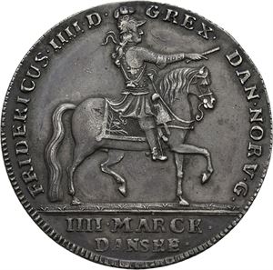 FREDERIK IV 1699-1730. KONGSBERG. 4 mark 1723. S.3