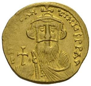 CONSTANS II 641-668, solidus, Constantinople (4,48 g). R: Kors på tre trinn