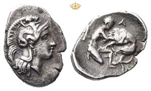 CALABRIA, Tarentum. Circa 380-325 BC. AR diobol (1,11 g)