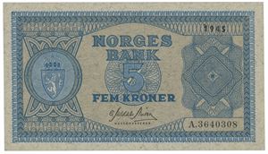 5 kroner 1945. A.3640308