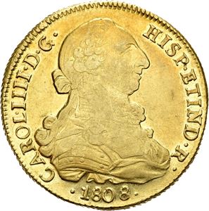 Carl IV, 8 escudos 1808. Santiago