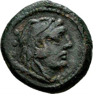 C. Aburius Geminus 134 f.Kr., Æ quadrans. Hode av Hercules mot høyre/Skipsstavn mot høyre