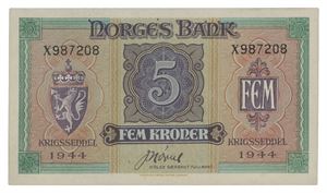 5 kroner 1944. X987208