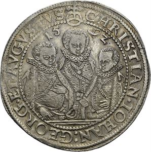 Christian II, Johann Georg I & August, taler 1592, Dresden