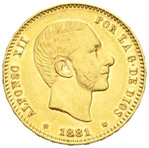 Alfonso XII, 25 pesetas 1881.