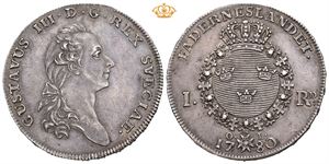 Riksdaler 1780. Liten ripe på advers/hairline on obverse