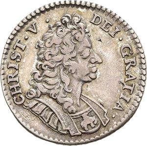 CHRISTIAN V 1670-1699, KONGSBERG 1 mark 1699. S.9