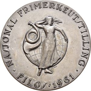 Nasjonal frimerkeutstilling Filos 1961. Rui. Sølv. 45 mm. Små riper/minor scratches
