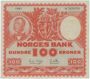 100 kroner 1961. H.7678553.