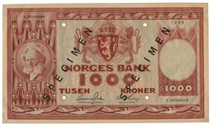 1000 kroner 1949. X0000000. SSS