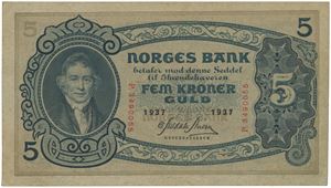 5 kroner 1937. P.3490055.