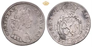 1/8 speciedaler 1671. Riper på advers/scratches on obverse. S.48