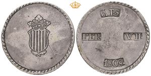 Tarragona, Ferdinand VII, 5 pesetas 1809