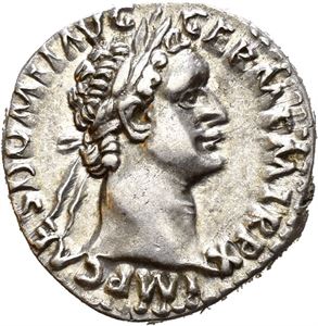 Domitian. AD 81-96. AR denarius, Roma AD 90-91, (3,36 g). Laureate head right / IMP XXI COS XV CENS P P P, Minerva standing left, holding thunderbolt and spear, shield at side. Small spot of deposits on reverse. Lightly toned and lustrous.