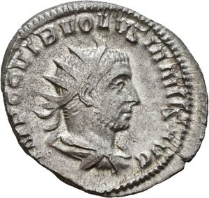 Volusian 251-253, antoninian, Milano 251-252 e.Kr. R: Virtus stående mot høyre