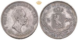 1/2 speciedaler 1847. Små kantskader/minor edge nicks