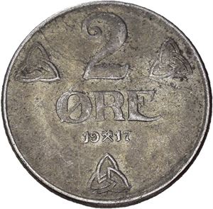 2 øre 1917 jern dobbeltstrek