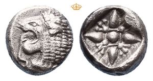 IONIA, Miletos. Late 6th-early 5th century BC. AR diobol (1,16 g)
