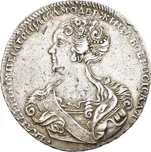 Catharina I, rubel 1725. St.Petersburg. Små blankettfeil/minor planchet flaws