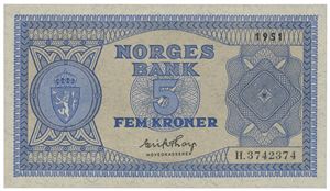 5 kroner 1951. H.3742374