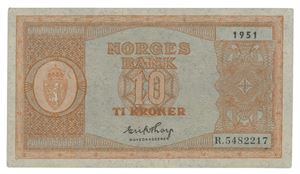 10 kroner 1951. R5482217