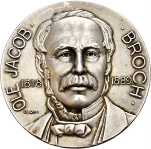 Ole Jacob Broch. Den norske aktuarforening 25 år 1929. Rui. Sølv. 45 mm