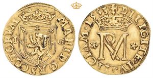 Mary - Queen of Scots (1542-1567). AV 22 shillings (Half Lion) (20,5 mm; 2,52 g). Datert 1553. Type I. Edinburgh