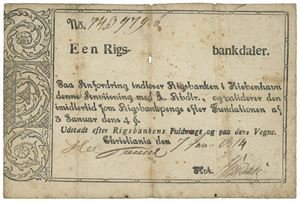 1 rigsbankdaler 7.1.1814. No. 743979b.