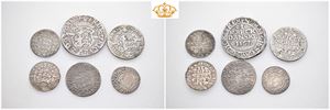 Lot 6 stk. 1 mark 1563, 8 skilling 1582, 1 skilling 1563 og 1583 (2), søsling u.år/n.d.